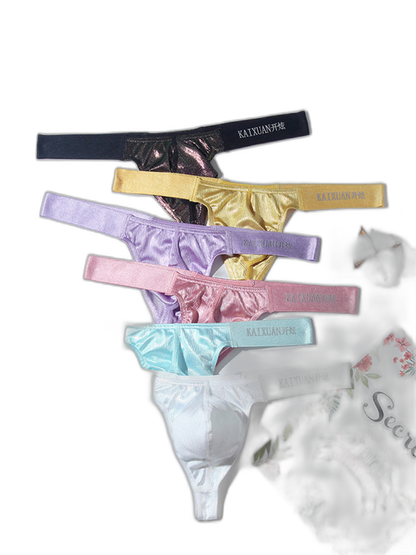 3 Pack Men's Low Waist Transparent Sexy Large Pouch Ice Silk Thong
