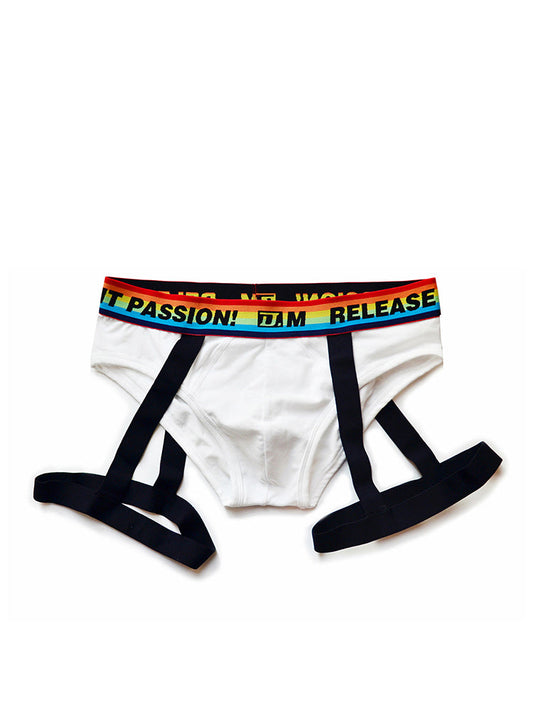 D.M Rainbow Solid Color Suspender Briefs