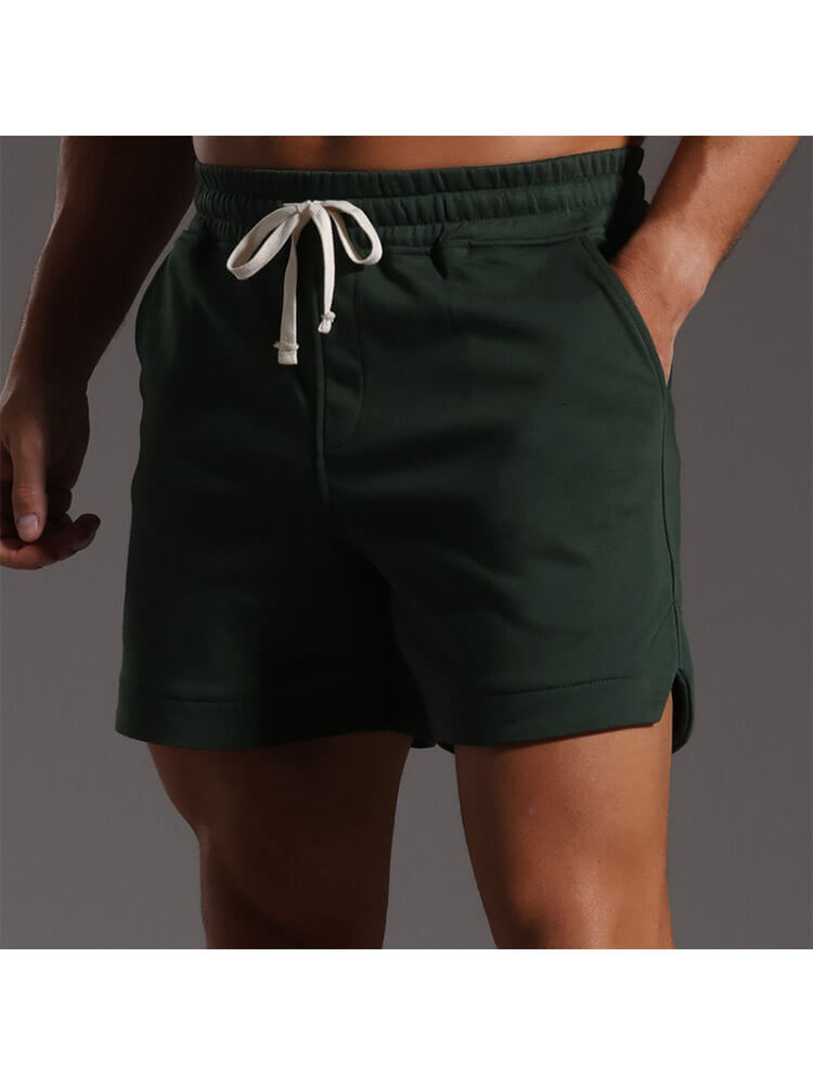 Men's Casual Fitness Running Solid Color Slits Shorts