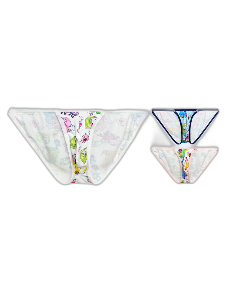 2 Pack Men's Trendy Printed Cartoon Comfortable and Breathable Bikini