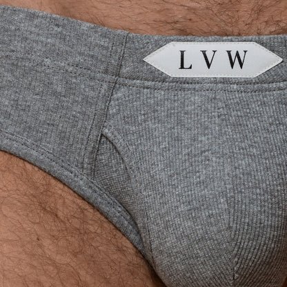 LUXURY CLASSIC BRIEF ORGANIC COTTON RIB - GREY MELANGE