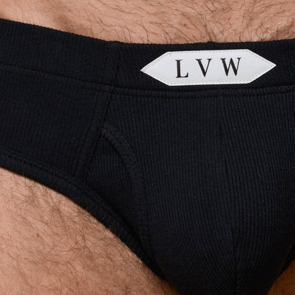 LUXURY CLASSIC BRIEF ORGANIC COTTON RIB - BLACK