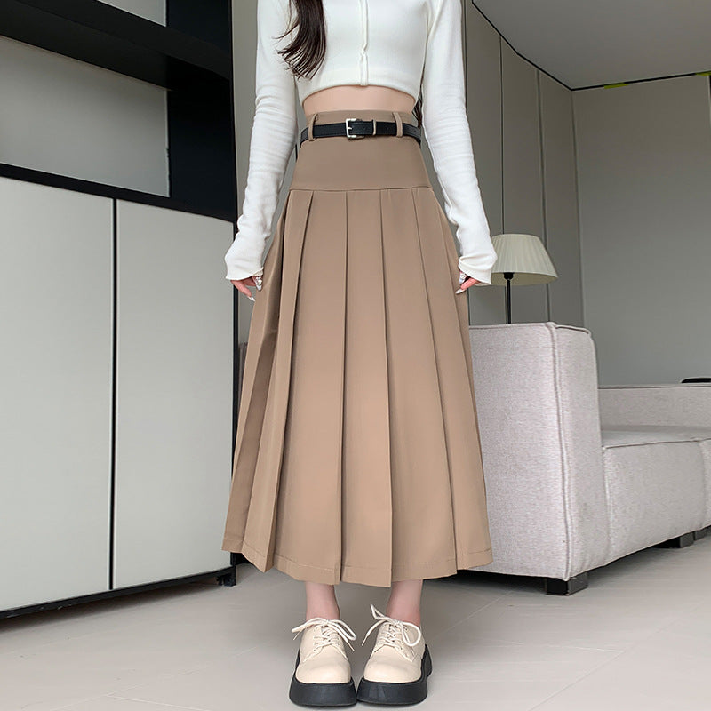 Femboy Belt Pleated Midi Skirt