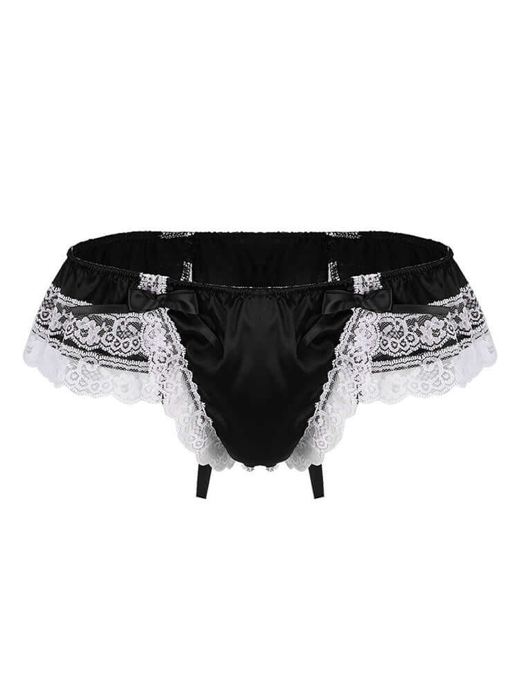 Men's Open Hip Lace Bow Spandex Thong