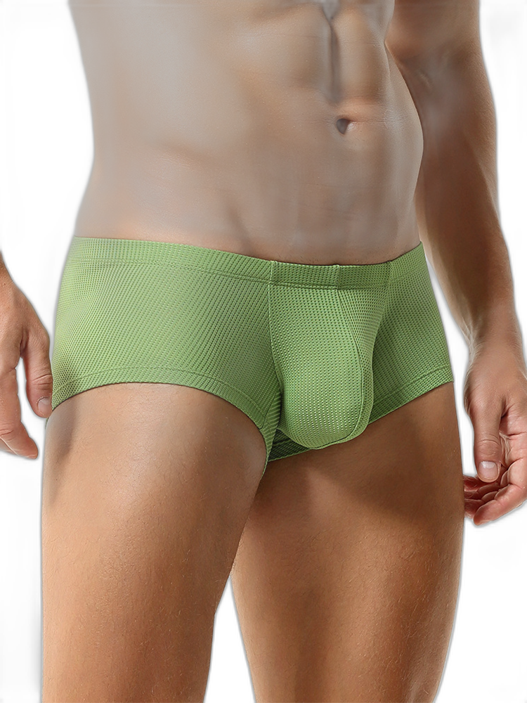 2 Pack Men's Sexy Short Legs Trunks With Large Pouch