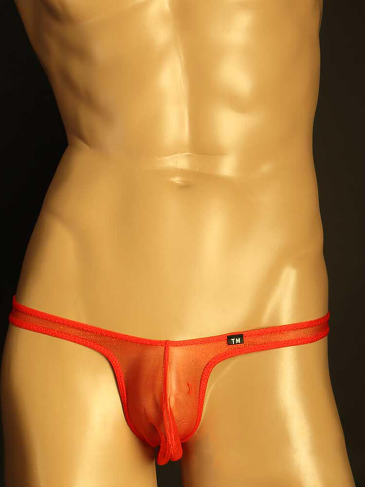 Men's Sexy Transparent Mesh Big Pouch Thong