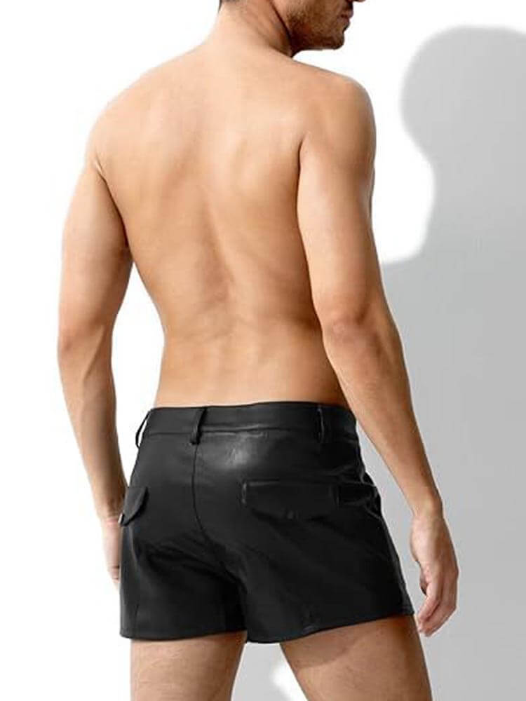 Men's Casual Street Multicolor PU Leather Shorts