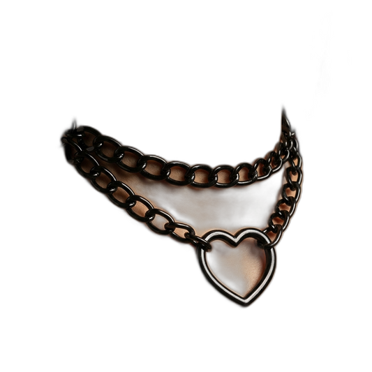 Heart Chain Leather Choker