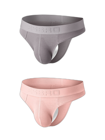 2 Pack Men's Ribbed Butt-Lifting U-Pouch Sexy Thong