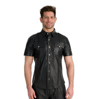 Prowler RED Leather Punch Hole Police Shirt Black