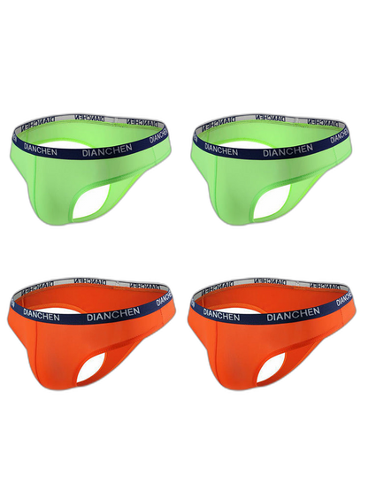 4 Pack Men's Sexy Comfortable Ice Silk Breathable Thong