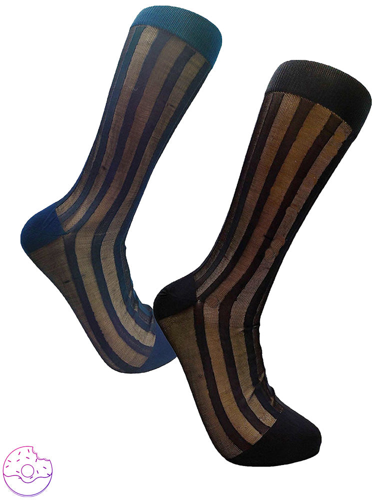Striped Print Solid Color Middle Tube Stockings