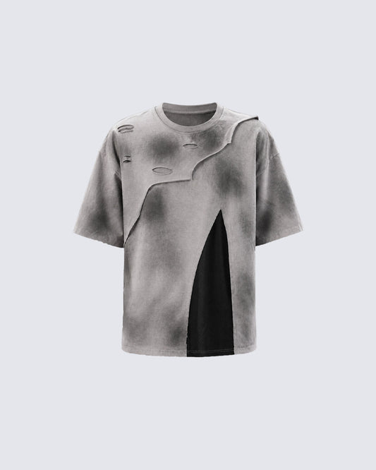 American Tie-Dye Distressed Short-Sleeved T-Shirt
