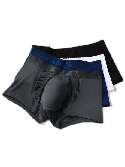 3 Pack Men’s Breathable 3D Pouch Trunks
