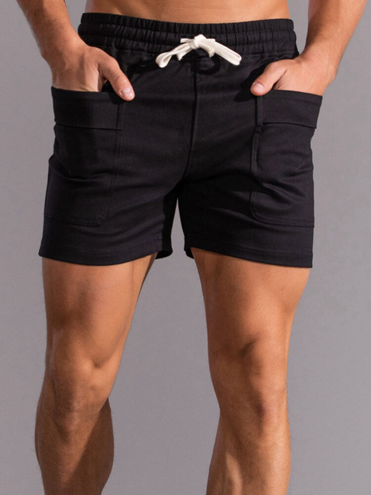 Men's Solid Color Large Pocket Casual Shorts