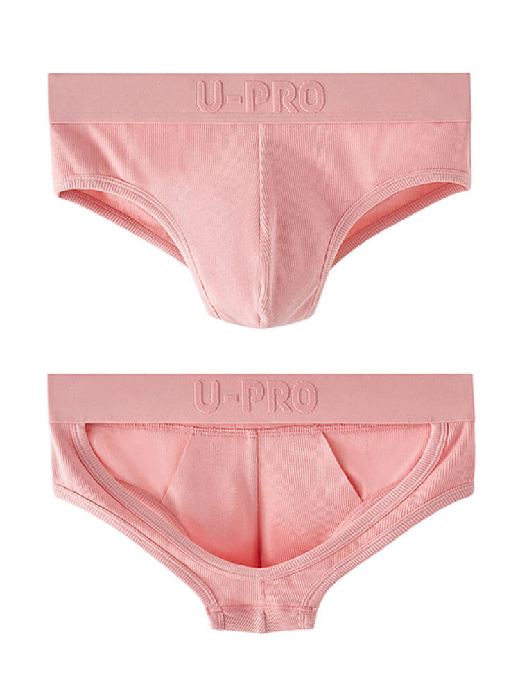 Men's Sexy Ribbed Buttock-Revealing Cotton Briefs