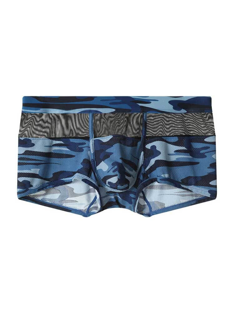 Men's Camouflage Mesh Colorblock Stretch Trunks
