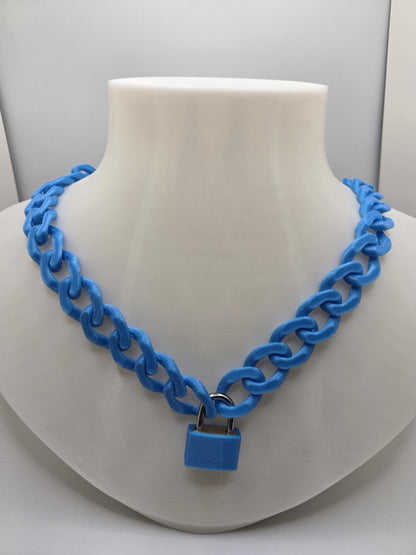 3D Printed Cuban Chain Leash with Matching Padlock