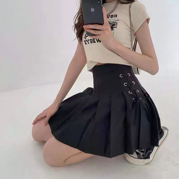 Bowknot Lace Pleated Skirt