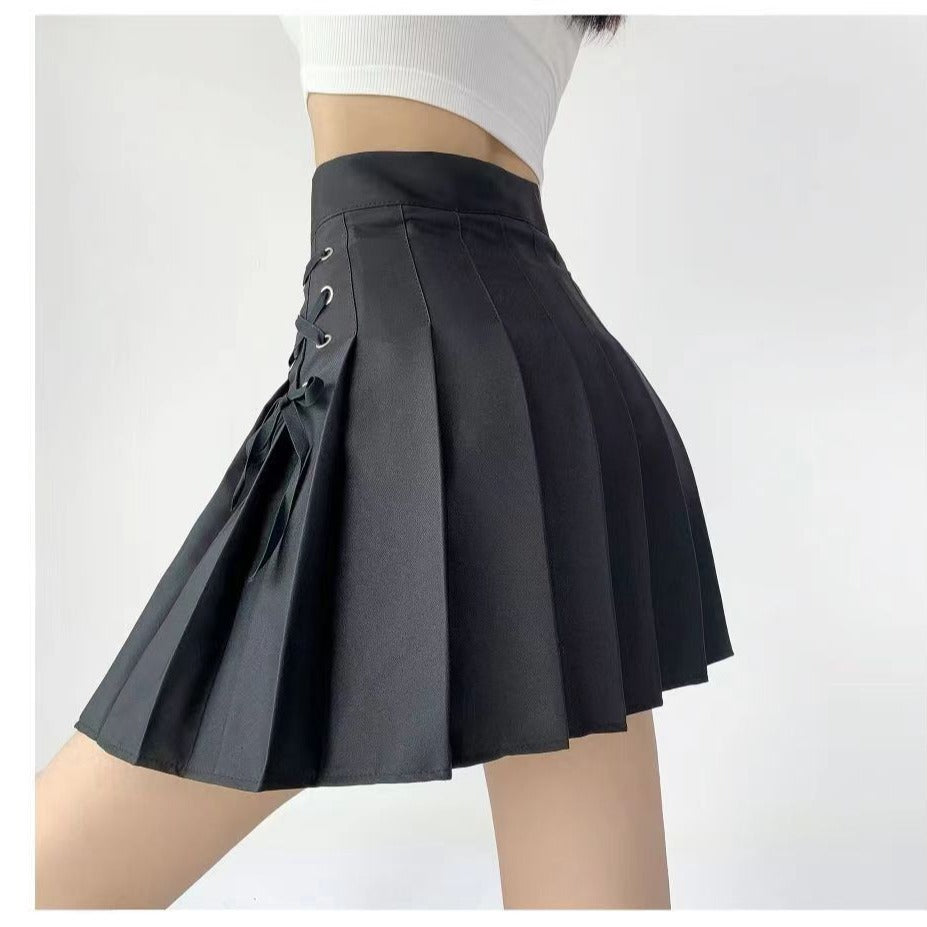 Bowknot Lace Pleated Skirt