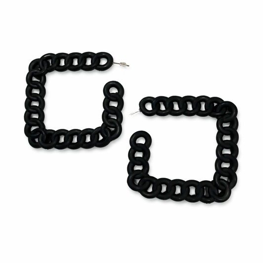 Black Chunky Chain Hoop Earrings