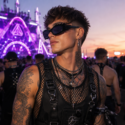 Black Spiked Cyber Glasses