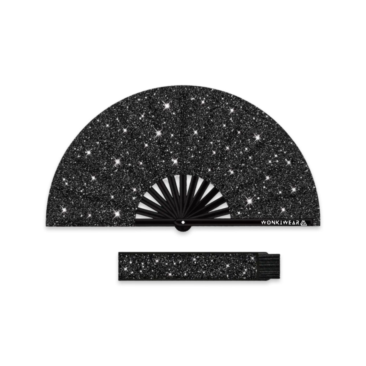 Black Glitter Festival Fan + Leg Holster Bundle