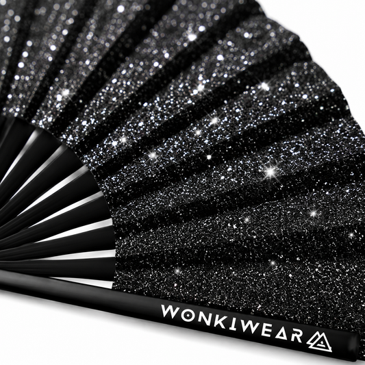 Black Glitter Festival Fan + Leg Holster Bundle