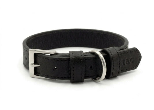 Black Leather Dog Collar