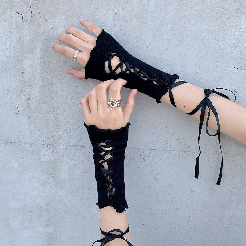 Lolita Lace-Up Gloves