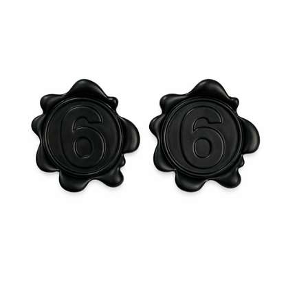 Black Number 6 Stud Earrings