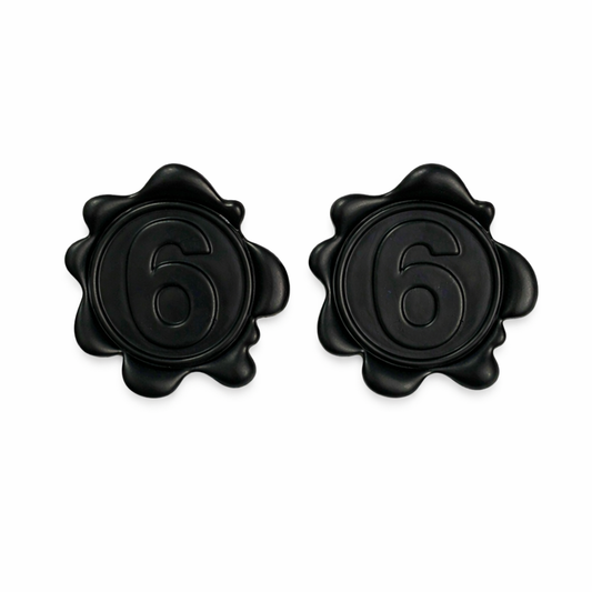 Black Number 6 Stud Earrings