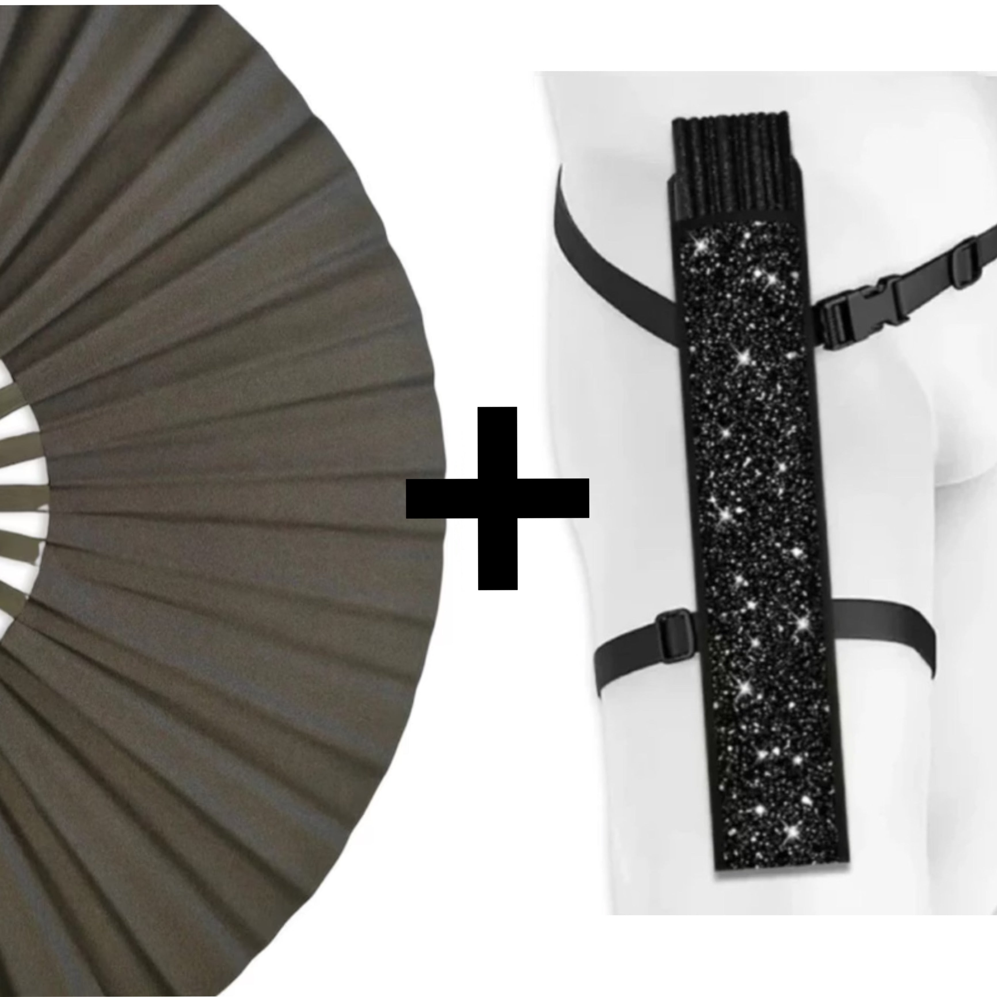 Black Shimmer Metallic XL Festival Fan