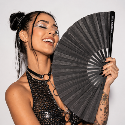 Black Shimmer Metallic XL Festival Fan