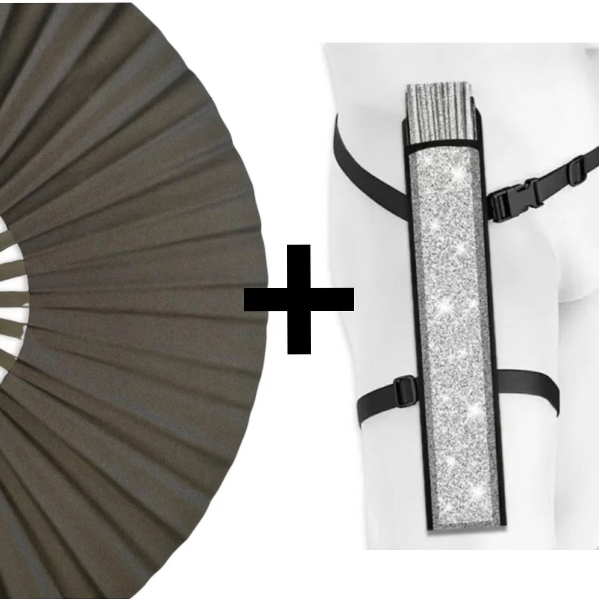 Black Shimmer Metallic XL Festival Fan