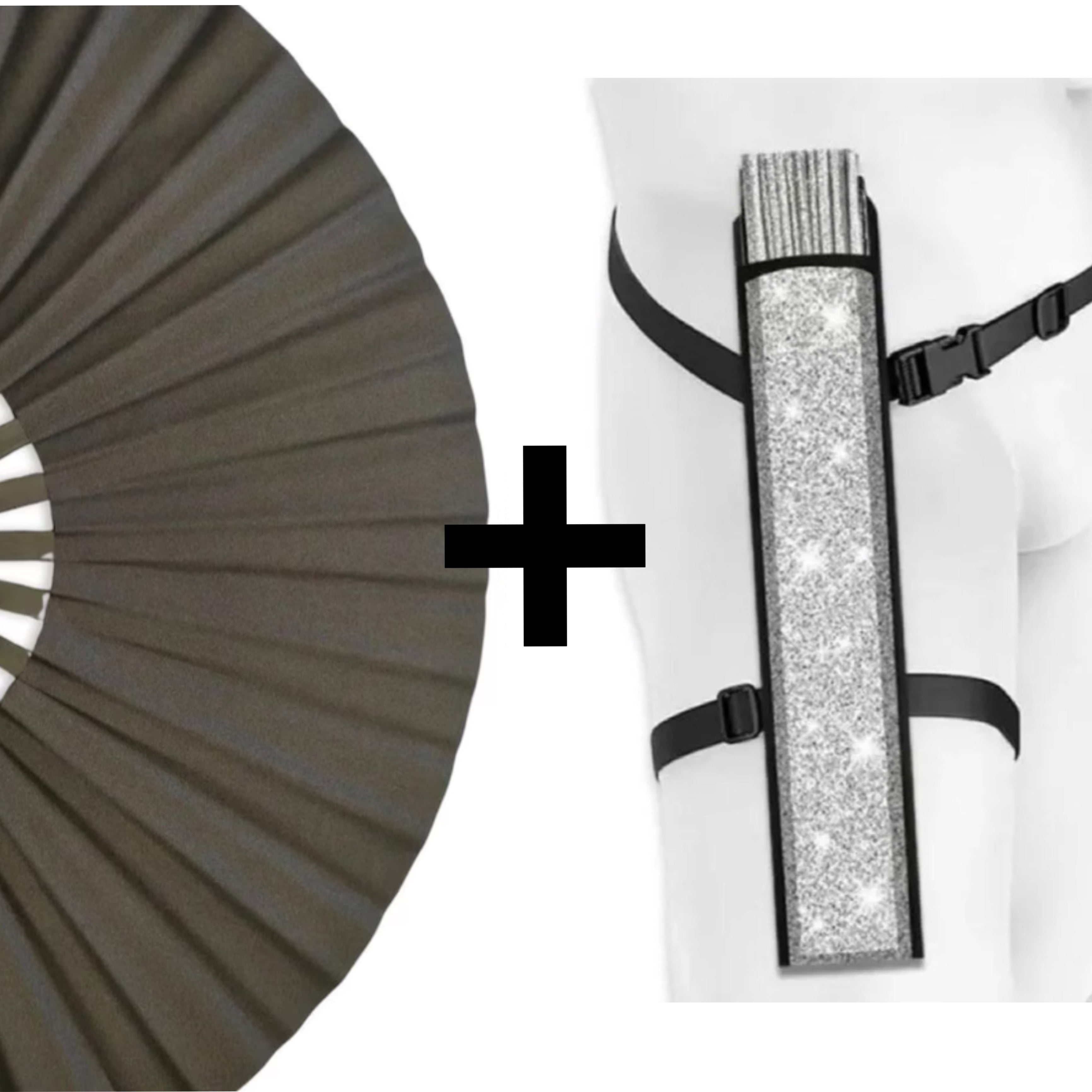 Black Shimmer Metallic XL Festival Fan