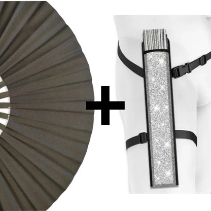 Black Shimmer Metallic XL Festival Fan