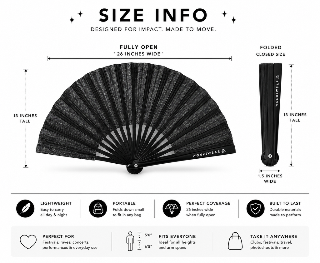 Black Shimmer Metallic XL Festival Fan