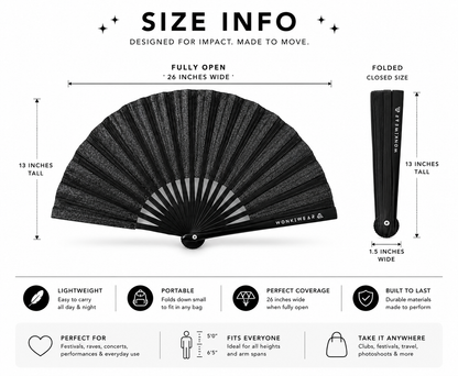 Black Shimmer Metallic XL Festival Fan