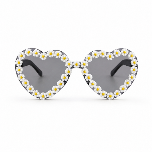 Black & White Heart Daisy Colour Therapy Glasses