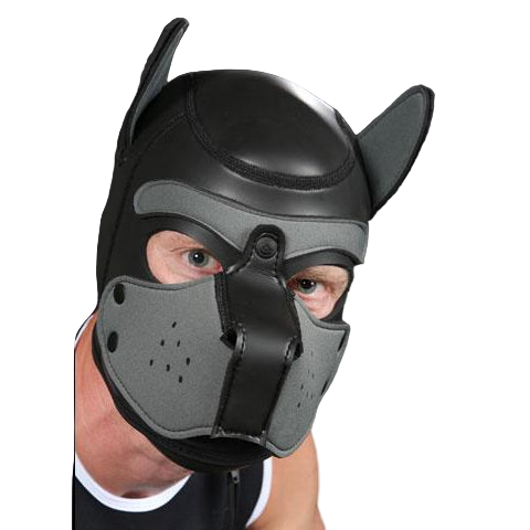 Mr S Leather NEOPRENE Puppy Hood | Black & Grey