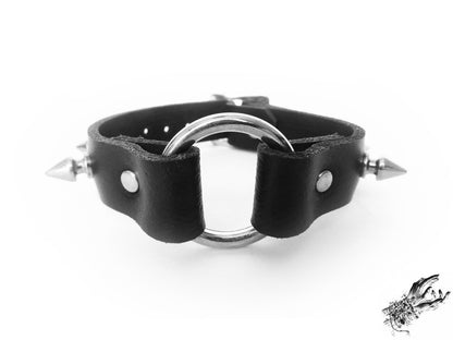 Black Studded O Ring Wristband