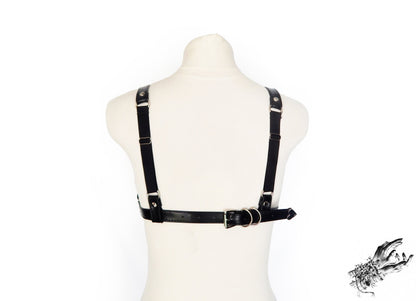 Black Vegan Leather Cage and Corset Harness Set