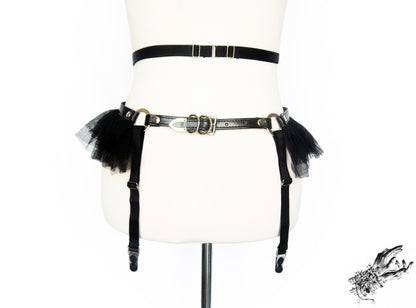 Black Vegan Leather Cage Harness Set