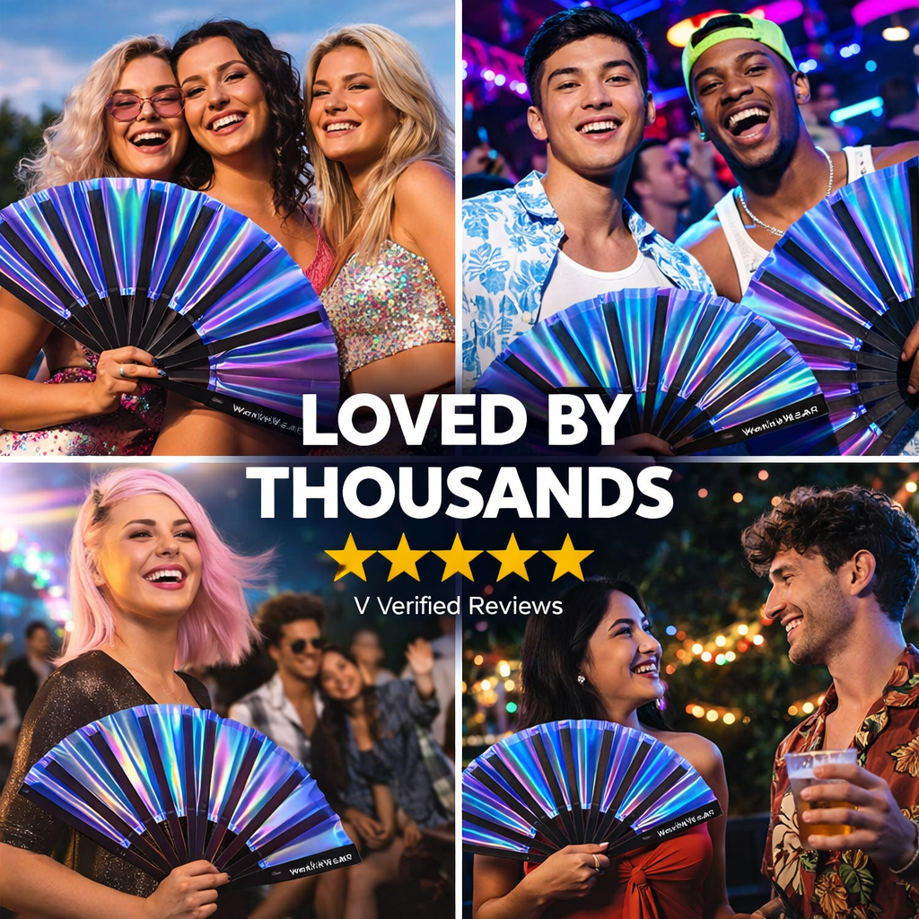 Blue Temptress Iridescent XL Festival Fan
