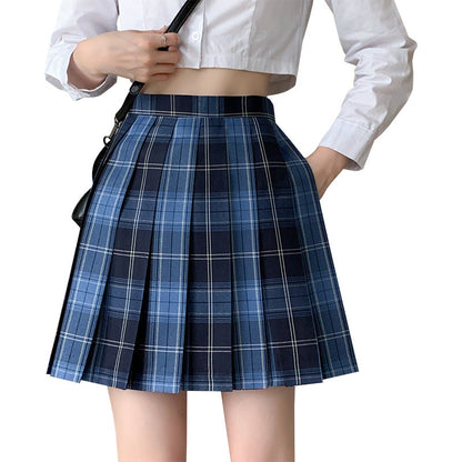 Blue Plaid Student Skirt