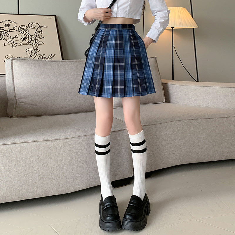 Blue Plaid Student Skirt