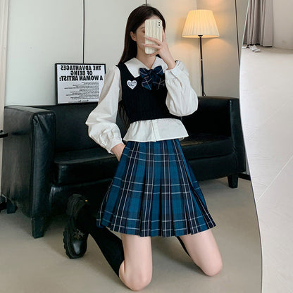 Blue Plaid Student Skirt