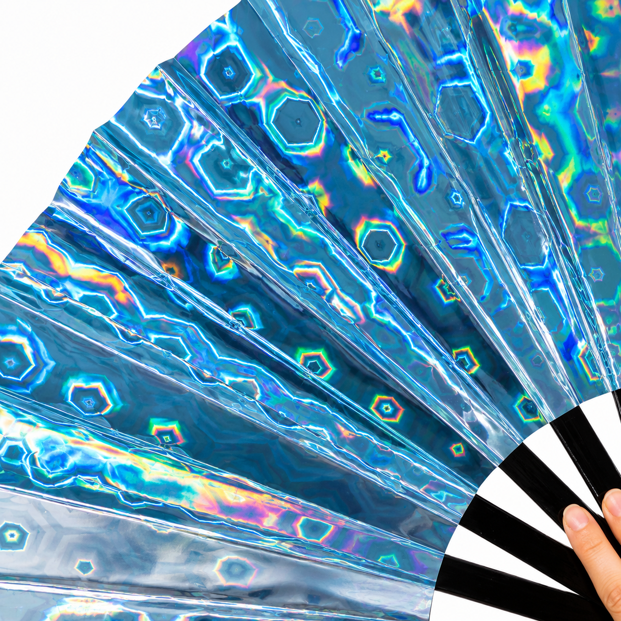 Blue Holographic XL Festival Fan