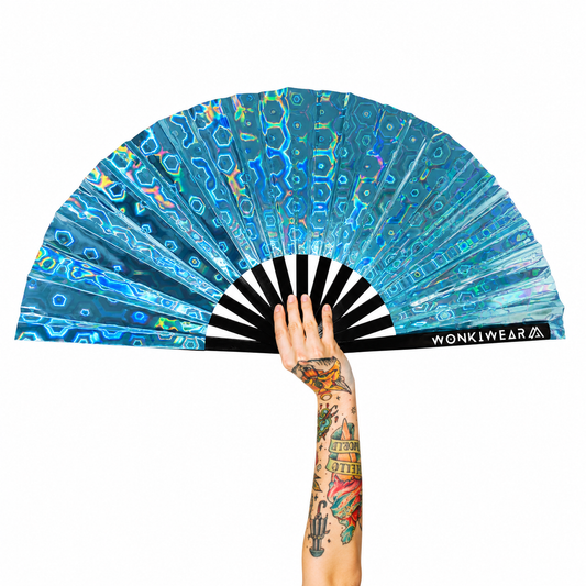 Blue Holographic XL Festival Fan